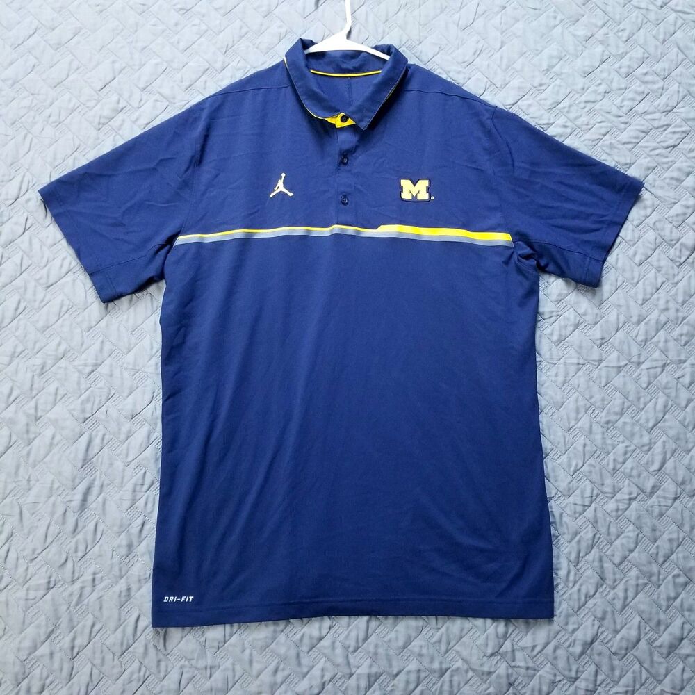 Nike Jordan Michigan Basketball Polo Shirt Navy Size XL‎ Dri-Fit FOOTBALL